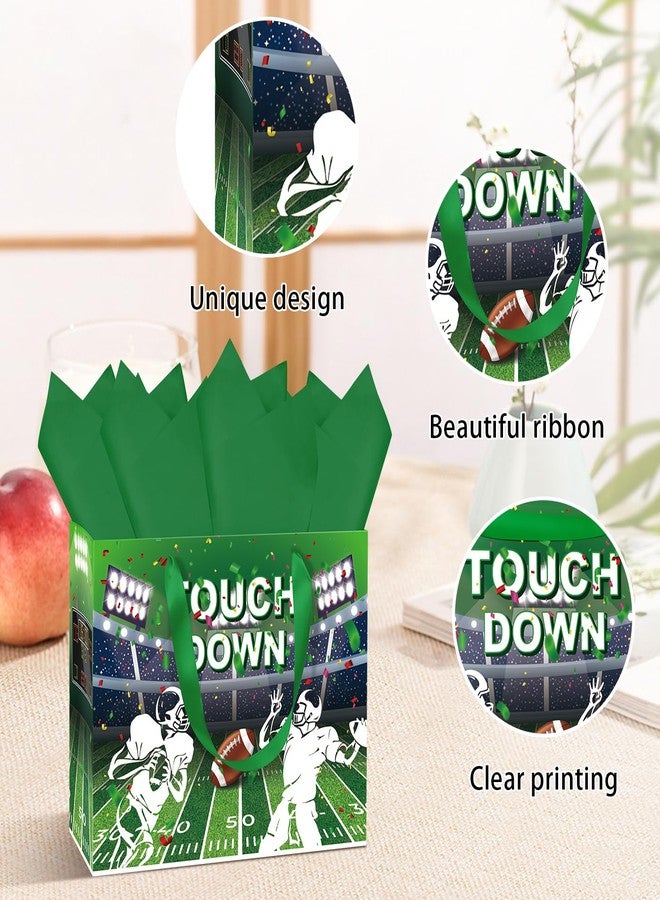 MUNILAIL 13 Inches Football Gift Bag Large Gift Bag with Handle Tissue Paper and Greeting Card for Birthday Baby Shower Football Themed Party Large Paper Gift Bag - Image 3